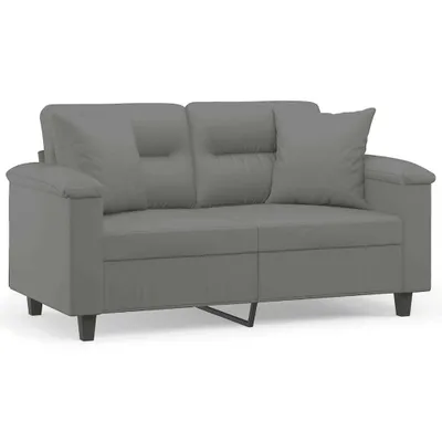Image de Canapé 2 places avec oreillers gris foncé 120 cm