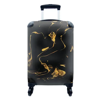 Produktbild von MuchoWow® Koffer Handgepäck Trolley Rollkoffer Kleine Reisekoffer mit 4 Rollen - Muster - Gold - Schwarz - Cabin Size < 55x40x23 cm & 55x40x20 cm - Fotokoffer - Kabinenkoffer - Boardgepäck - Reise-Box - Reisekoffer - Reisegepäck - Koffer mit Bild - Trolley für Kinder