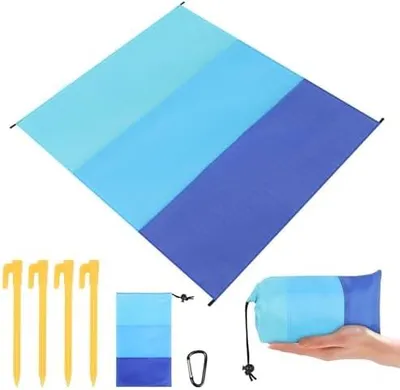 Produktbild von Stranddecke Sandfrei 210x200 cm, Ultraleicht & Wasserdicht XXL-Strandmatte mit 4 Befestigung Ecken, Wasserdicht Strandmatte, Picknickdecke mit Tragetasche für Strand, Camping & Outdoor