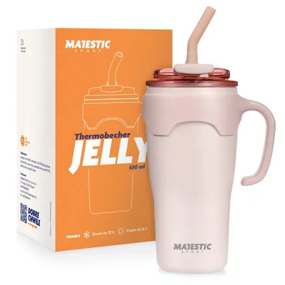Produktbild von Majestic Sport Jelly Thermobecher mit Strohhalm 650 ml rosa.