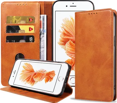 Produktbild von Smartphonica iPhone 6/6s Kunstledertasche  mit Magnetverschluss und Kartenhaltern Buchhülle - Braun