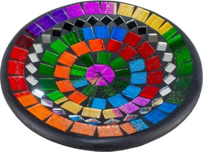 Produktbild von Glas-Mosaik-Schale mit hintermalten Glassteinen belegt - Dekoschale 15 cm, Farbe:mehrfarbig