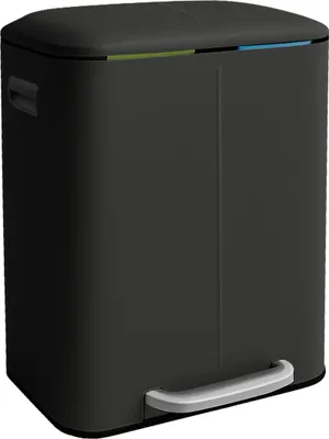 Image de Poubelle Relaxdays, 2 compartiments, 2 x 20 l, seaux intérieurs amovibles, fermeture en douceur, pédale, métal, poubelle de tri sélectif pour la cuisine, noir