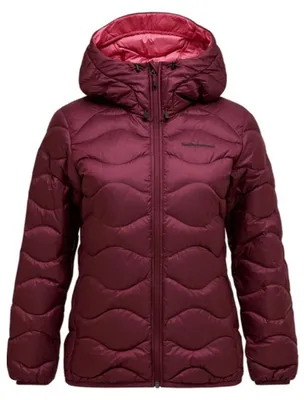 Image de Veste de randonnée pour femmes Peak Performance Helium Down Hood, modèle PORTO/MOUNTAIN, couleur : rouge, taille : M