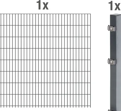 Immagine prodotto di Alberts 641504 Recinzione a doppia rete metallica come set completo, antracite, altezza 163 cm, lunghezza 2,5 m