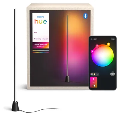 Produktbild von Philips Hue White and Color ambiance Hue Play Floor Stehlampe kompakt, Intelligente Bodenbeleuchtung, Bluetooth/Zigbee, Schwarz, Kunststoff, Multi, 2200 K