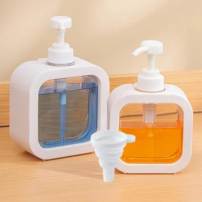 Produktbild von Flüssige Seifenspender - Set von 2 Dispensern für das Badezimmer mit Trichter - Kunststoff - Für Duschseife Shampoo - 500 ml & 300 ml - Badezimmer Küchen Gadgets