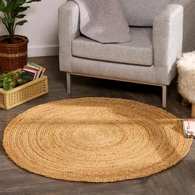 Produktbild von riess-ambiente Runder Teppich PURE NATURE 120cm Jute handgewebt Flachgewebe Wohnzimmerteppich Juteteppich