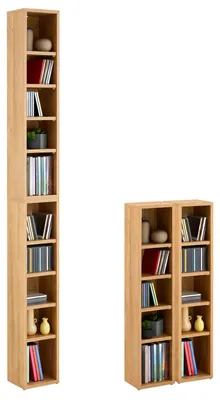 Produktbild von CD DVD Blueray Regal CHART in Wildeiche – Zweiteiliges Medienregal, Aufbewahrung, CD-Ständer mit 10 Fächern für bis zu 160 CDs, 20x187 cm (B x H)