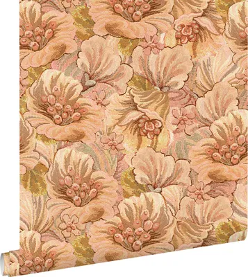 Obrázok produktu pre Tapeta ESTAhome s vyšívaným kvetinovým vzorom, svetlohnedá, béžová a žltá, 50 x 900 cm