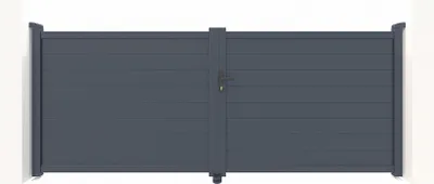 Produktbild von Doppelflügeltor aus Aluminium 3,5m EIGER H.140cm grau
