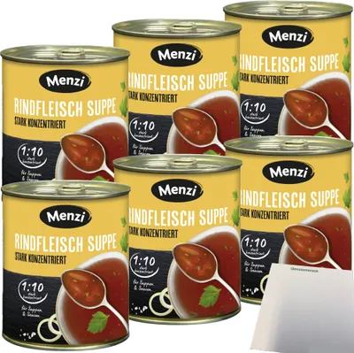 Produktbild von Menzi Rindfleisch Suppe stark konzentriert 1:10 6er Pack (6x800g Dose) + usy Block