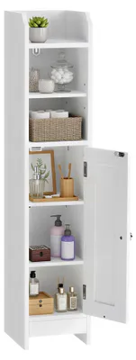 Immagine prodotto di VASAGLE, mobiletto per il bagno, scaffale stretto, ripiani regolabili – colore bianco nuvola, dimensioni 92 cm di altezza