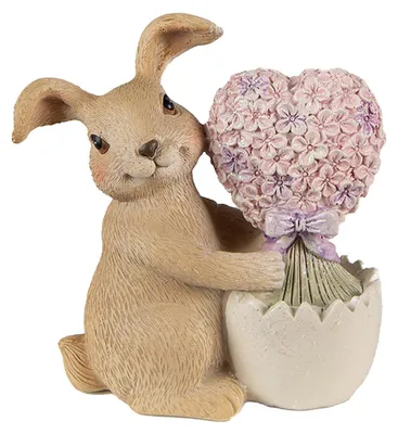Image de Clayre & Eef Figurine Lapin 12 cm Marron Rose Polyrésine