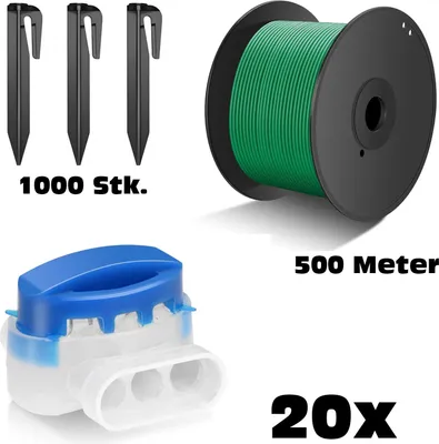 Produktbild von 500m Begrenzungs für Rasenroboter Kabel Kabelverbinder Erdspiesse Erdnägel Draht
