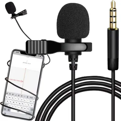 Immagine prodotto di 2 pezzi microfono a clip con jack da 3,5 mm Microfono lavalier a clip per smartphone cellulare fotocamera videocamera laptop I Intervista video live streaming