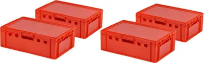 Produktbild von 4 Stück E2-Kasten Rot mit 4 Deckel in Rot
