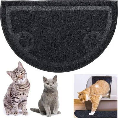 Produktbild von Famanu Katzenstreu-Matte - Wasserfest, Antirutsch, PVC, 40x59 cm, Schwarz