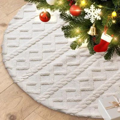 Produktbild von Weihnachtsbaum Decke, 75cm Weihnachtsbaum Unterlage Plš¹sch Weihnachtsbaumdecke Weiche Luxus Baumrock Rund Christbaumdecke Christbaumst?nder Teppich fš¹r Neujahr Weihnachtsdekoration (Beige)