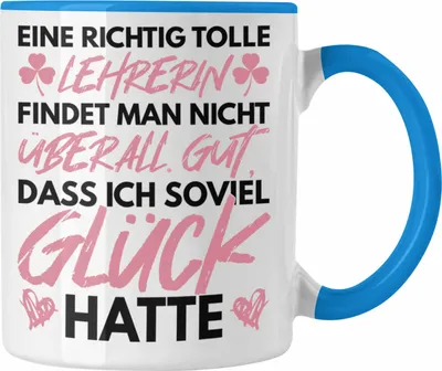 Produktbild von Trendation - Lehrerin Abschiedsgeschenk Tasse Geschenk zum Abschied Klassenlehrerin Beste Lehrerin Geschenkidee Danke (Blau)