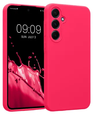 Produktbild von kwmobile Hülle kompatibel mit Samsung Galaxy A55 5G - Hülle Silikon gummiert - Handyhülle - Handy Case in Neon Pink