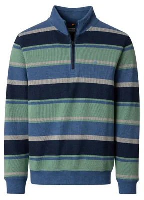 Produktbild von REDMOND Casual Herren Stricktroyer Langarm Blau gestreift XXL