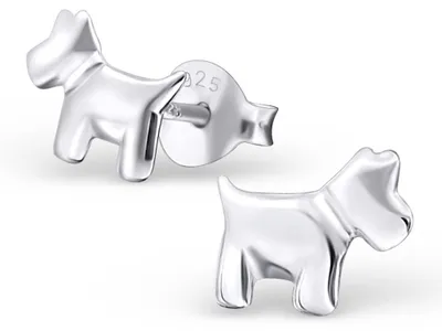 Produktbild von Ohrstecker Hund: Silber Ohrringe Terrier
