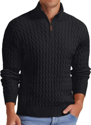 Immagine prodotto di Maglione da uomo con zip parziale, modello aderente