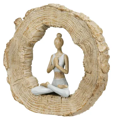 Produktbild von Gilde Skulptur, rund, "Padmasana", Yogamotiv, Kunstharz, naturfarben, VE 2, L. 4 cm, B. 19.5 cm, H. 18 cm 57998 4063387579985