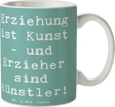 Produktbild von Mr. & Mrs. Panda Kaffeetasse Spruch Erzieher Künstler - Meeresbrise - Geschenk, Bedanken, Keramikbecher, schöne tasse, Fürsorge, Hingabe, Danke sagen, Aufmerksamkeit, mit