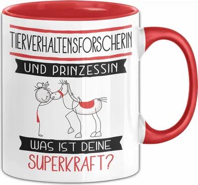 Produktbild von Tierverhaltensforscherin Und Prinzessin Tasse Geschenk Für Eine Tierverhaltensforscherin Geburtstag Was Ist Deine Superkraft (Rot)