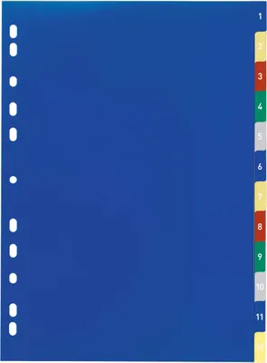 Immagine prodotto di DURABLE Divisorio A4 in PP 12 tasti 1-12 con cavalierini colorati prestampati e indice , Colorato, 675027