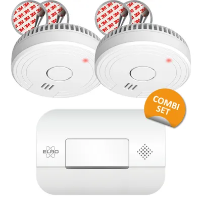 Produktbild von ELRO FF1840 Brandschutzkit: 2 Rauchmelder & Kohlenmonoxid-Detektor für Sicherhei