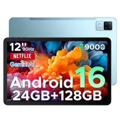 Produktbild von DOOGEE U12 Tablet - Android 16, 12 Zoll, 24GB(6+18)+128GB (bis 2TB erweiterbar), 90Hz, 9000mAh/18W,Octa Core T616,8MP+13MP Kamera,Widevine L1