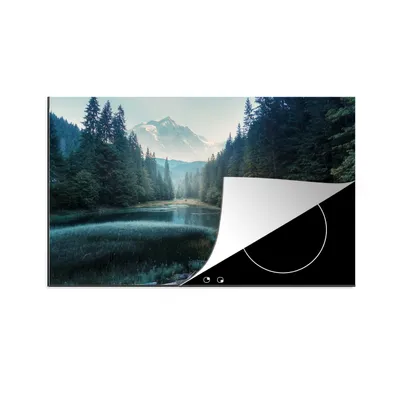 Produktbild von KitchenYeah© Herdabdeckplatte Wald - Gras - Berge - Bäume - Natur , 89x51cm, Küche Deko, Glaskeramikkochfeld Herdabdeckung, Abdeckplatte fùr Kochfeld