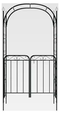 Produktbild von Gartenbogen mit Tor Schwarz 108x45x235 cm Stahl