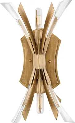 Produktbild von Wandleuchte Metall H: 43,8 cm in Gold E14 2-flammig Modern Kristall