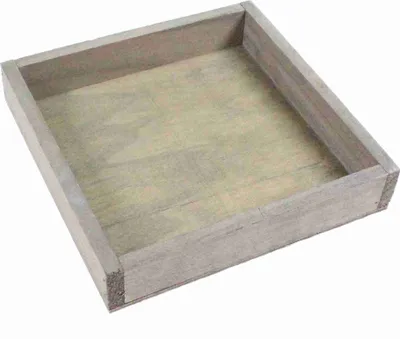 Produktbild von Holztablett quadratisch 16cm Deko Holz Tablett Platte Unterlage shabby vintage, Farbe:grau shabby