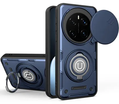 Produktbild von Magnetische Handyhülle für Honor Magic7 Pro mit Kameraschutz Schieber, Ringhalter und Ständer, Stoßfeste Hülle Blau