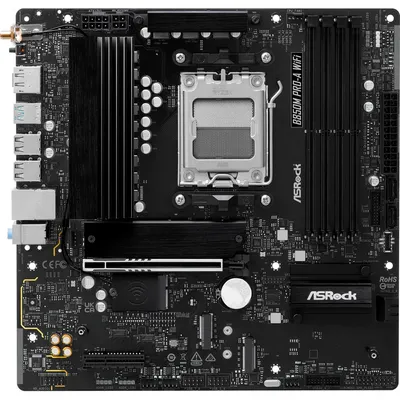 Zdjęcie produktu dla Asrock B850M Pro-A WiFi, AMD, Gniazdo AM5, AMD Ryzen 7000 Series, AMD Ryzen 8000 Series, AMD Ryzen 9000 Series, Gniazdo AM5, DDR5-SDRAM, 256 GB