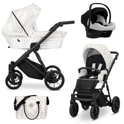 Image de Kunert Ivento 3in1 poussette avec cadre noir et design blanc