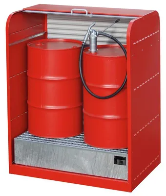 Produktbild von Bauer Gefahrstoff-Rollladenschrank RSG-1, max. 2x 200-l-Fässer, Feuerrot