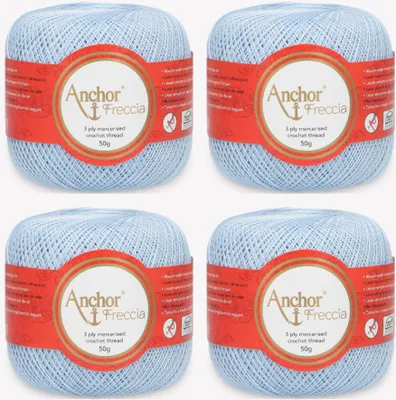 Image de 4 pelotes d'Anchor Freccia 20 – Fil de coton fin pour la dentelle et le crochet (couleur 00128)