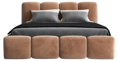 Produktbild von Polsterbett MOND mit Bettkasten und Metallgestell 180 x 200 cm. Modernes Doppelbett mit Stauraum, mit Matratze. Farbe: Braun