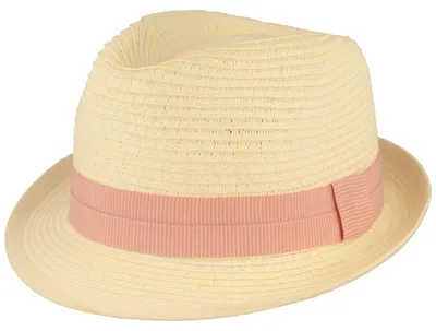 Kinder Trilby Strohhut mit Ripsband-Garnitur von Hut-Breiter in beige