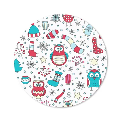 Produktbild von MuchoWow® Mauspad Mousepad Schnittmuster - Eule - Weihnachten 20x20 cm - Mousepads - Maus Mat - Pad - Mausunterlage - Schreibtischmatte