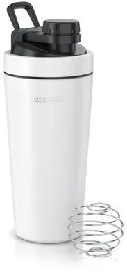Obrázek produktu pro Arendo Protein Shaker z nerezové oceli, šejkr na proteiny 750 ml, uzavíratelný, nerozbitný, bez BPA, z nerezové oceli, nepropustný, vhodný do myčky, s držadlem a míchací kuličkou, bílý