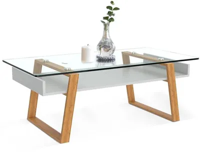 Produktbild von Glas und Holz Salontisch für kleine Räume