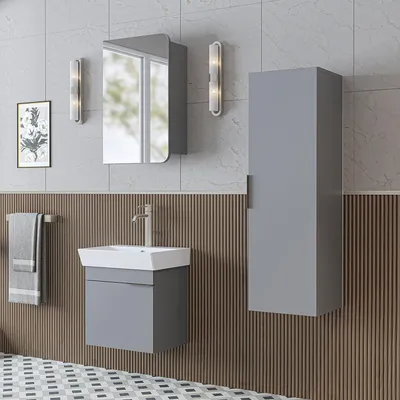 Produktbild von Roomart LYCIA-50 Badmöbel-Set 4-teilig 50 cm breit, Grau