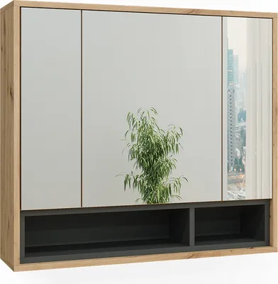Obrázek produktu pro Koupelnová zrcadlová skříňka Vicco Beatrice Dub Artisan/antracit 80 x 72 cm, Model 40161